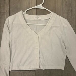 ☆White and cream long sleeve crop top☆